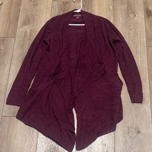 Barefoot Dreams Women's large / XL Burgundy Open Front Cardigan with pockets
